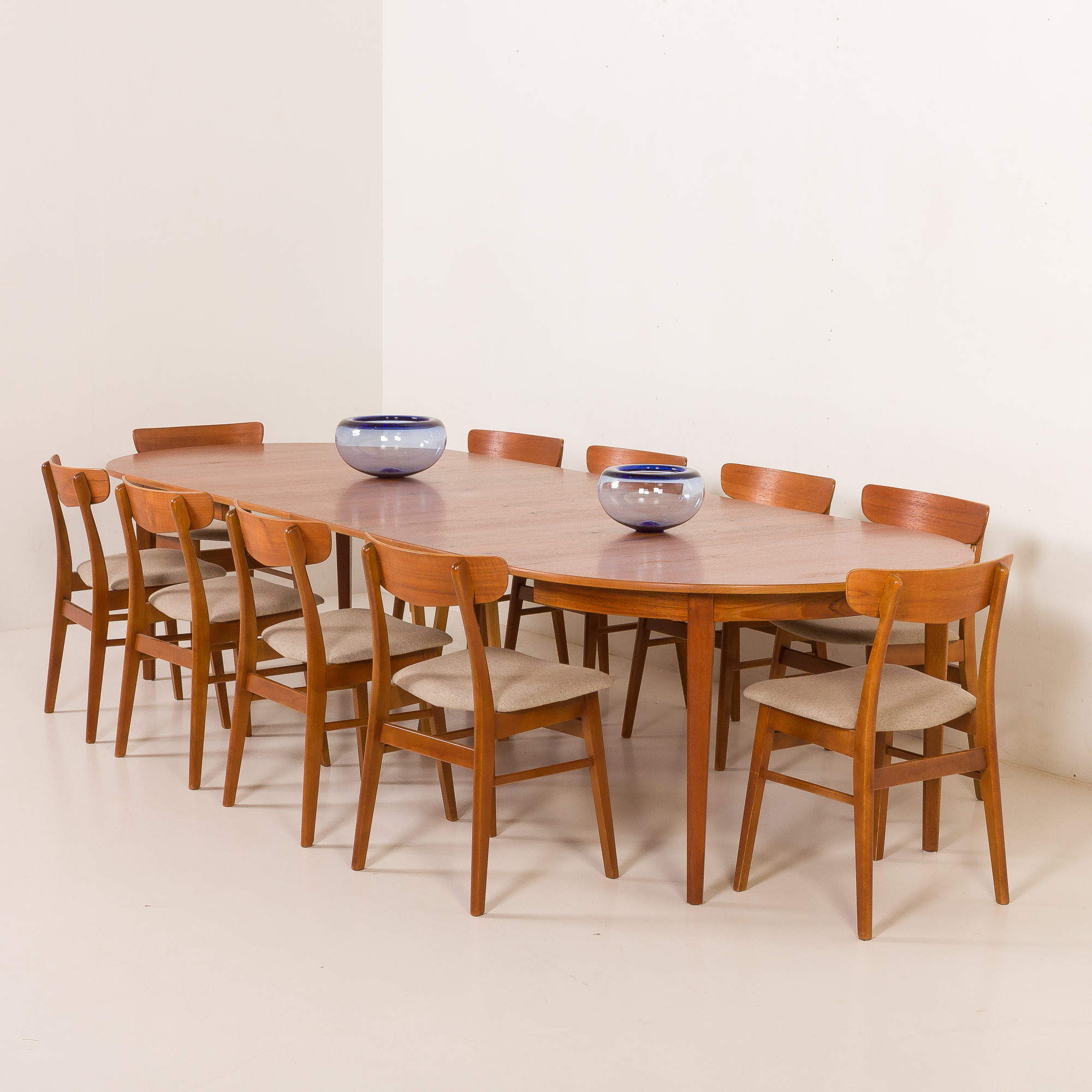 Henning Kjaernulf Attr. To Extra Large Teak Table With 4 Inner Leaves For Soro, Denmark 1960s