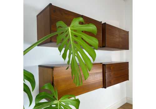 Set Of 4 Mid Century Teak Floating Wall Cabinets By Beaver & Tapley