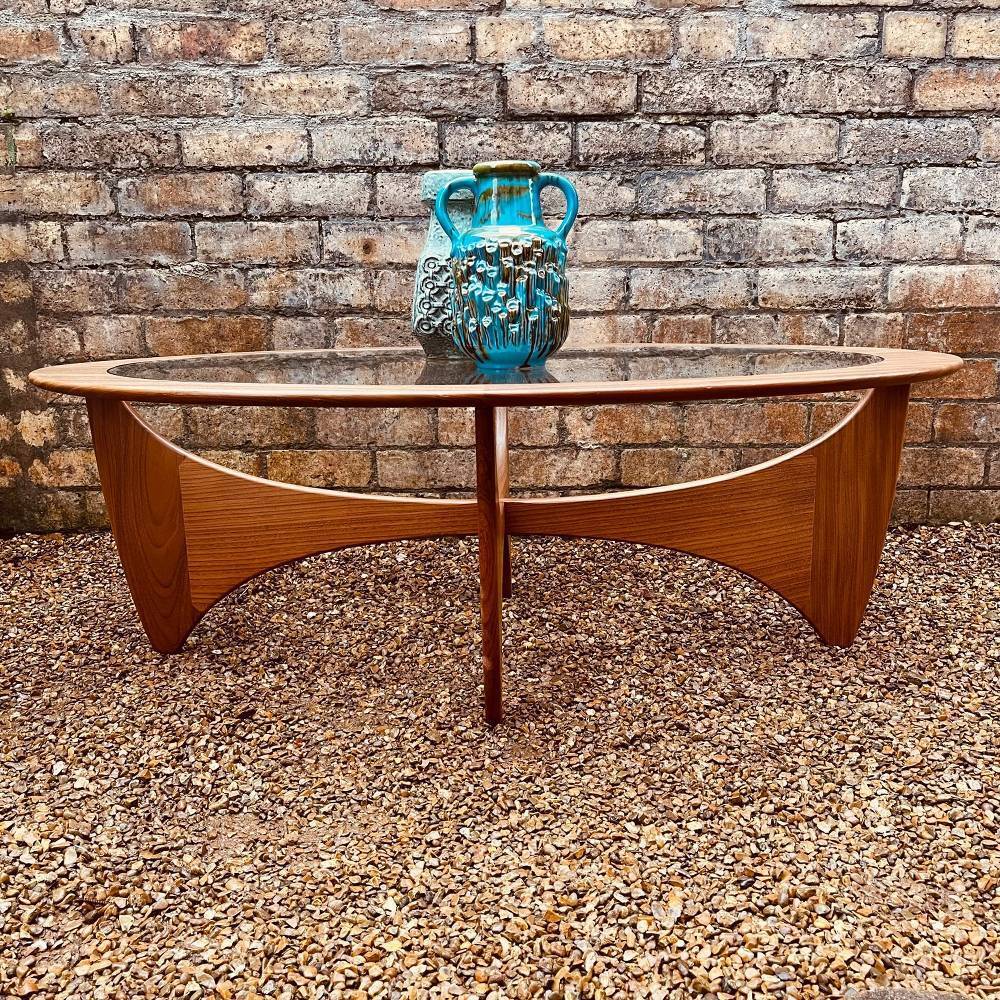 G Plan “Astro” Oval Coffee Table By Victor B. Wilkins, Teak & Glass, 1960s