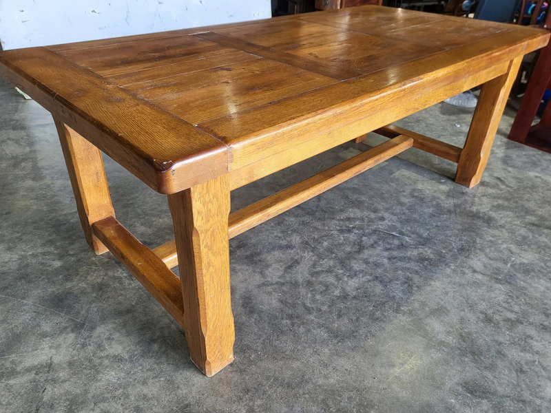 Oak Rectangular Refectory Dining Table 2 Drawers Seat 8 | Vinterior
