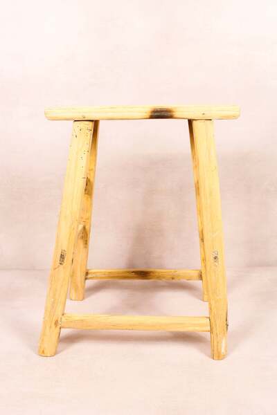 Vintage Rustic Stool Elm Wood 200 | Vinterior