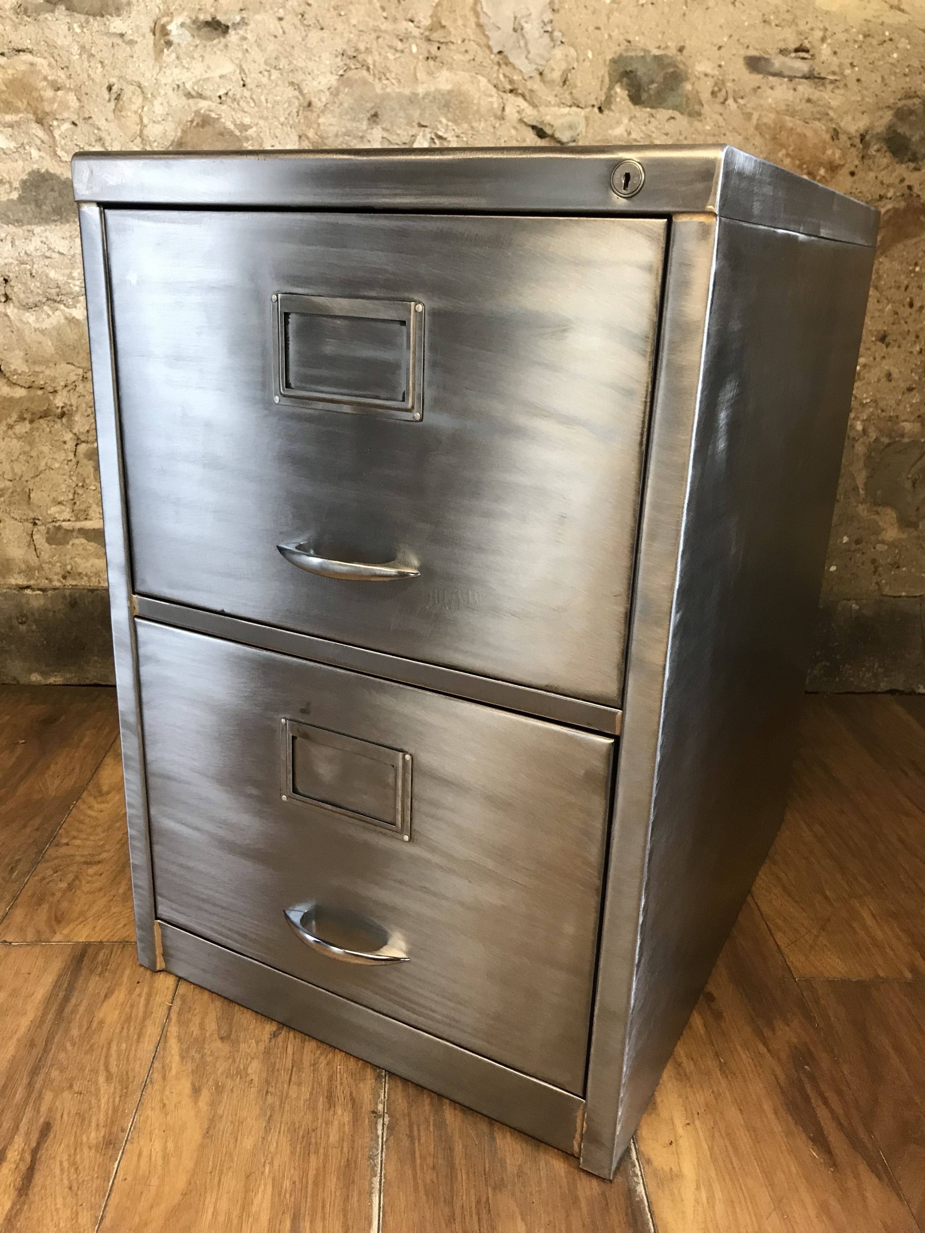 Vintage 2 Drawer Filing Cabinet Stripped Metal Filing Cabinet With