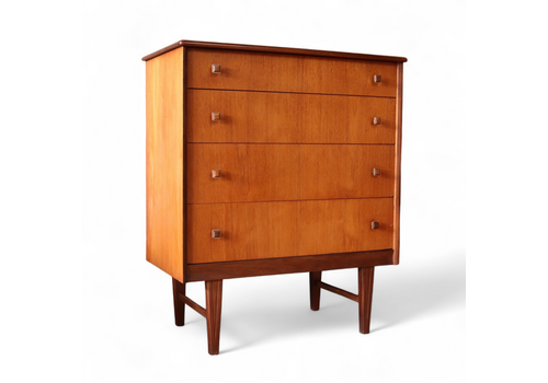 Mid Century Homeworthy Teak Chest Of Drawers 4 Drawer 1960s