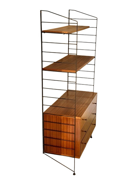 Brianco Teak And Metal Ladder Shelving Wall Unit | Vinterior
