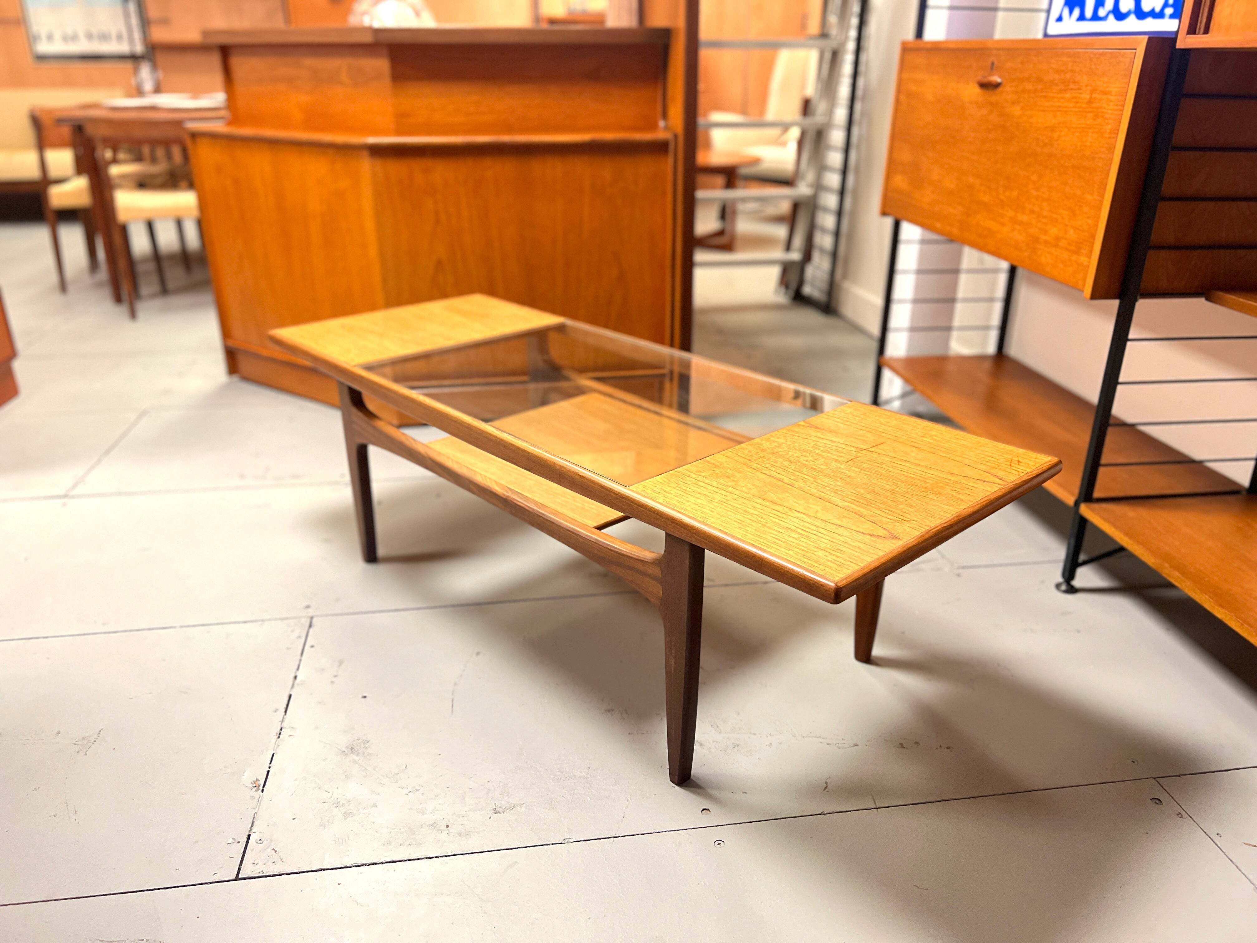 G Plan Teak Coffee Table With Glass Insert, Rectangular | V B