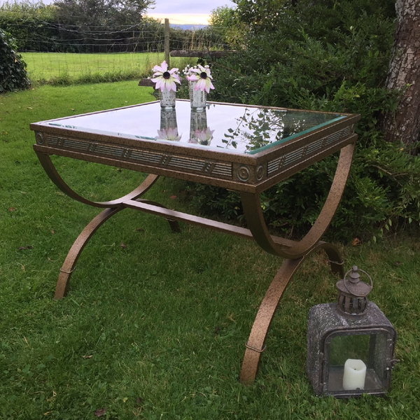 Vintage Bronze Retro Roman Style Coffee Table Side Bedside Vintage Bronze Retro Roman Style Coffee Table Side Bedside With Bevelled Glass Top Photo 1