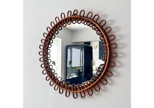 Mid Century Italian Franco Albini Bamboo Wall Mirror
