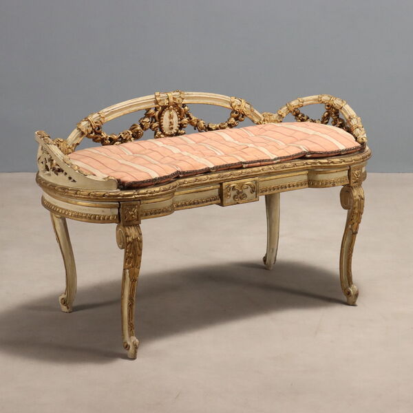Bench Neoclassical Style Lacquered Gilded Wood '800 | Vinterior
