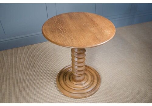 Mid Century 1940s Charles Dudouyt Gueridon Style Corkscrew Oak Side Table