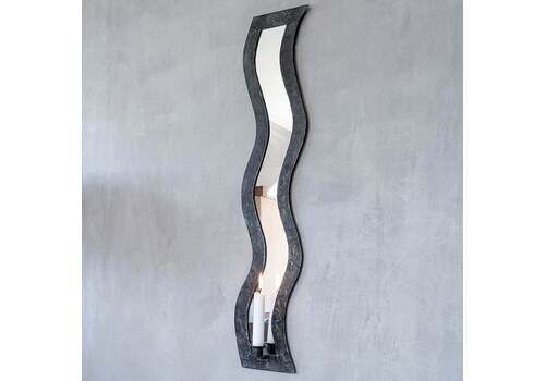 Vintage Tall Metalwork Handmade Wavy Mirror Candle Sconce