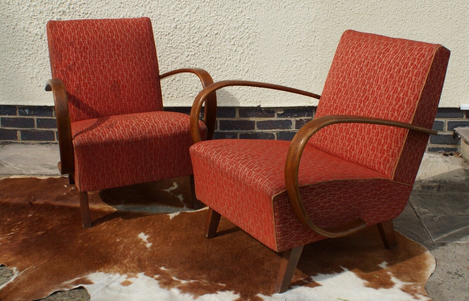 Pair Of Halabala Art Deco Armchairs Chairs For Re Covering C1955