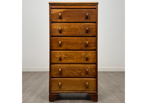 Antique 20th Century Narrow Chest Of Drawers In Oak ( Af 5916 )