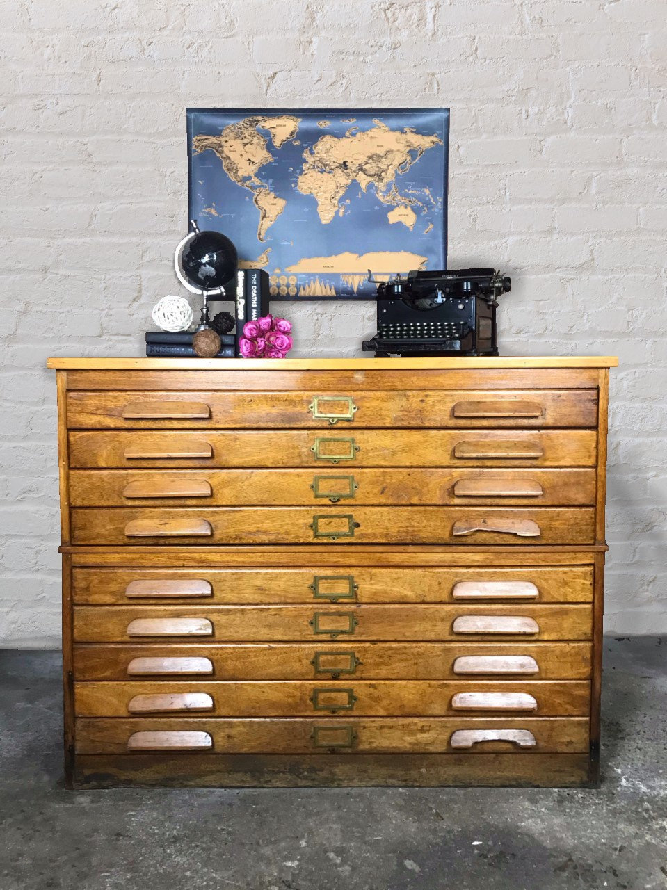 Vintage Plan Chest A0 9 Drawer Artists Drawers Vinterior