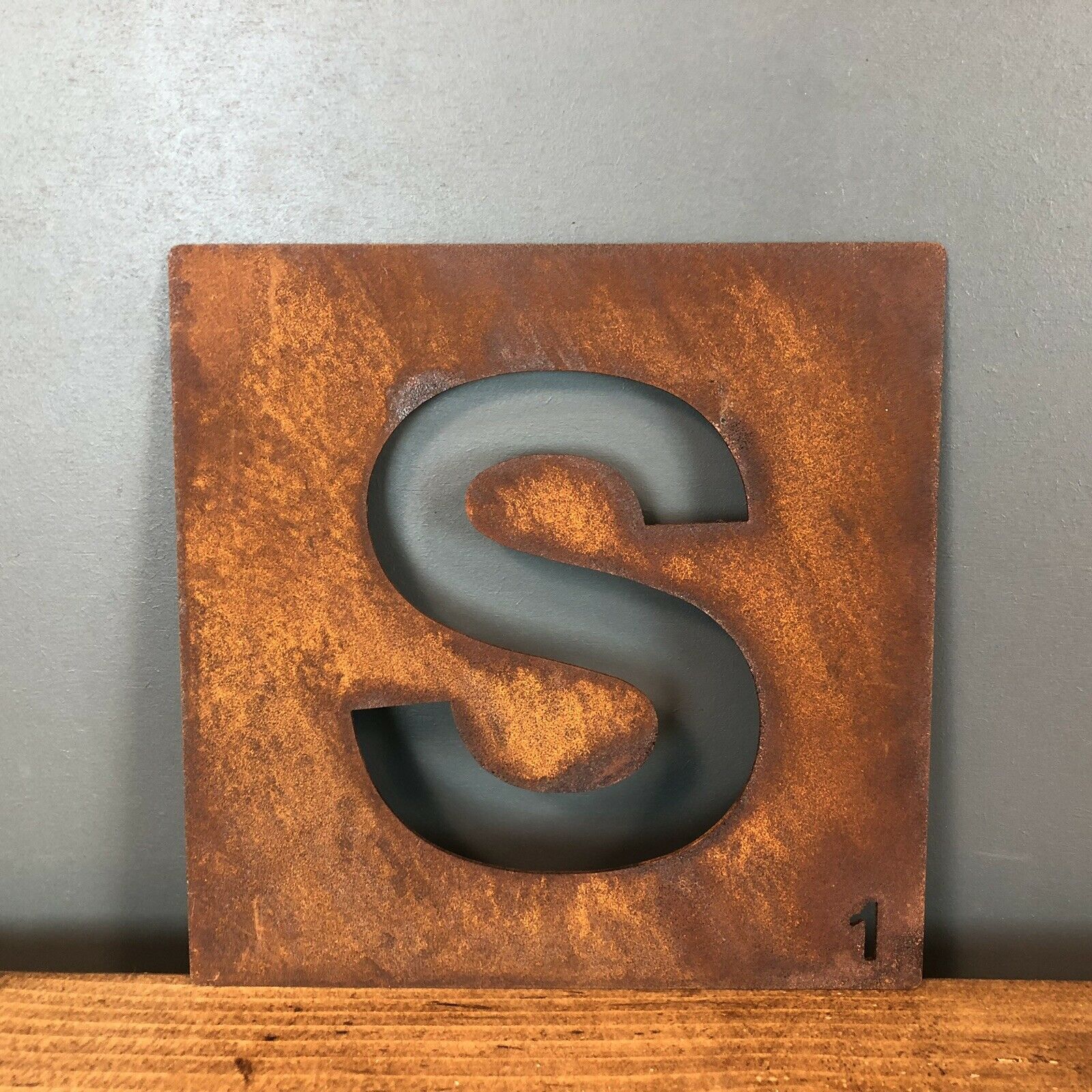 Rusty Metal Scrabble Letter Tile Wall Decor Art Lettering