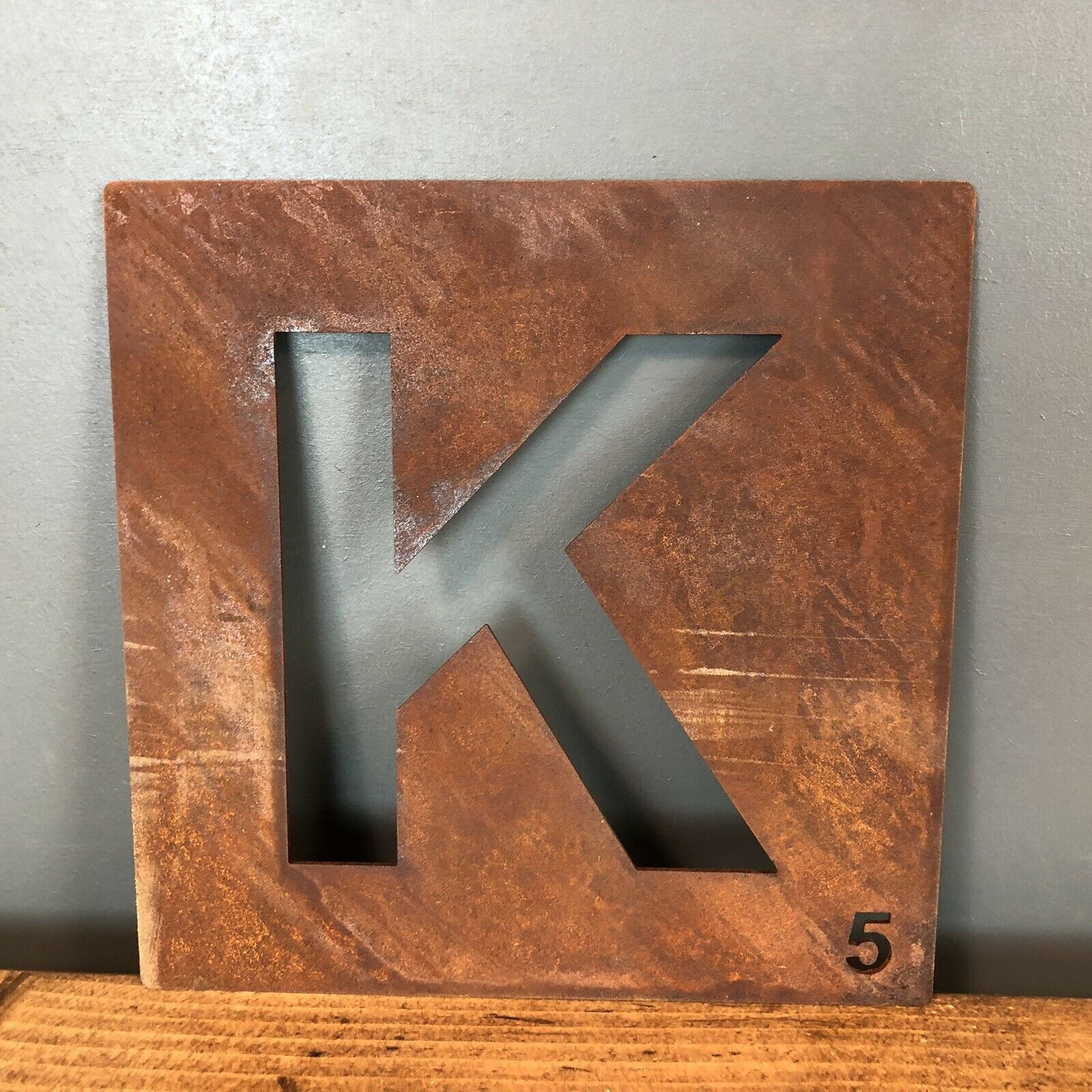 Rusty Metal Scrabble Letter Tile Wall Decor Art Lettering