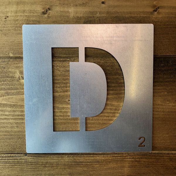 Galvanised Metal Scrabble Letter Tile Wall Decor Art