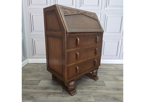 Vintage Jentique Writing Bureau Oak 3 Drawer Chest Fall Front Desk Retro Wood