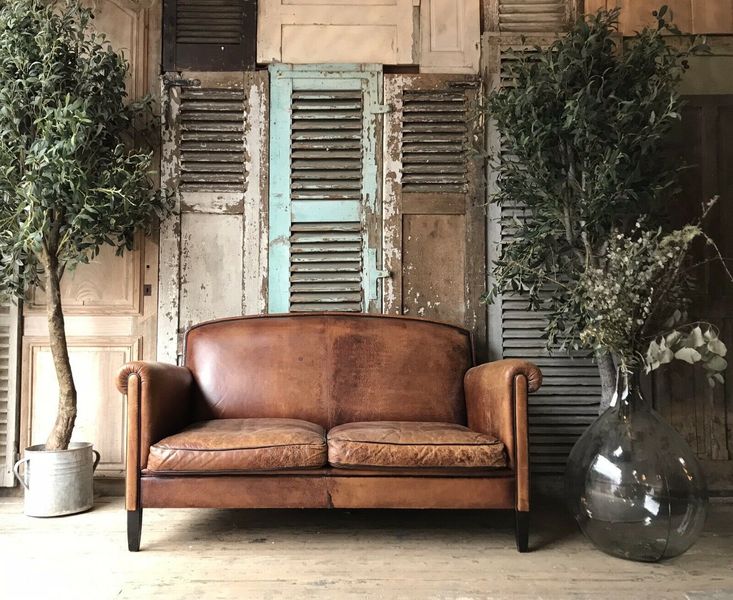 Beautiful Vintage Dutch Leather Sofa