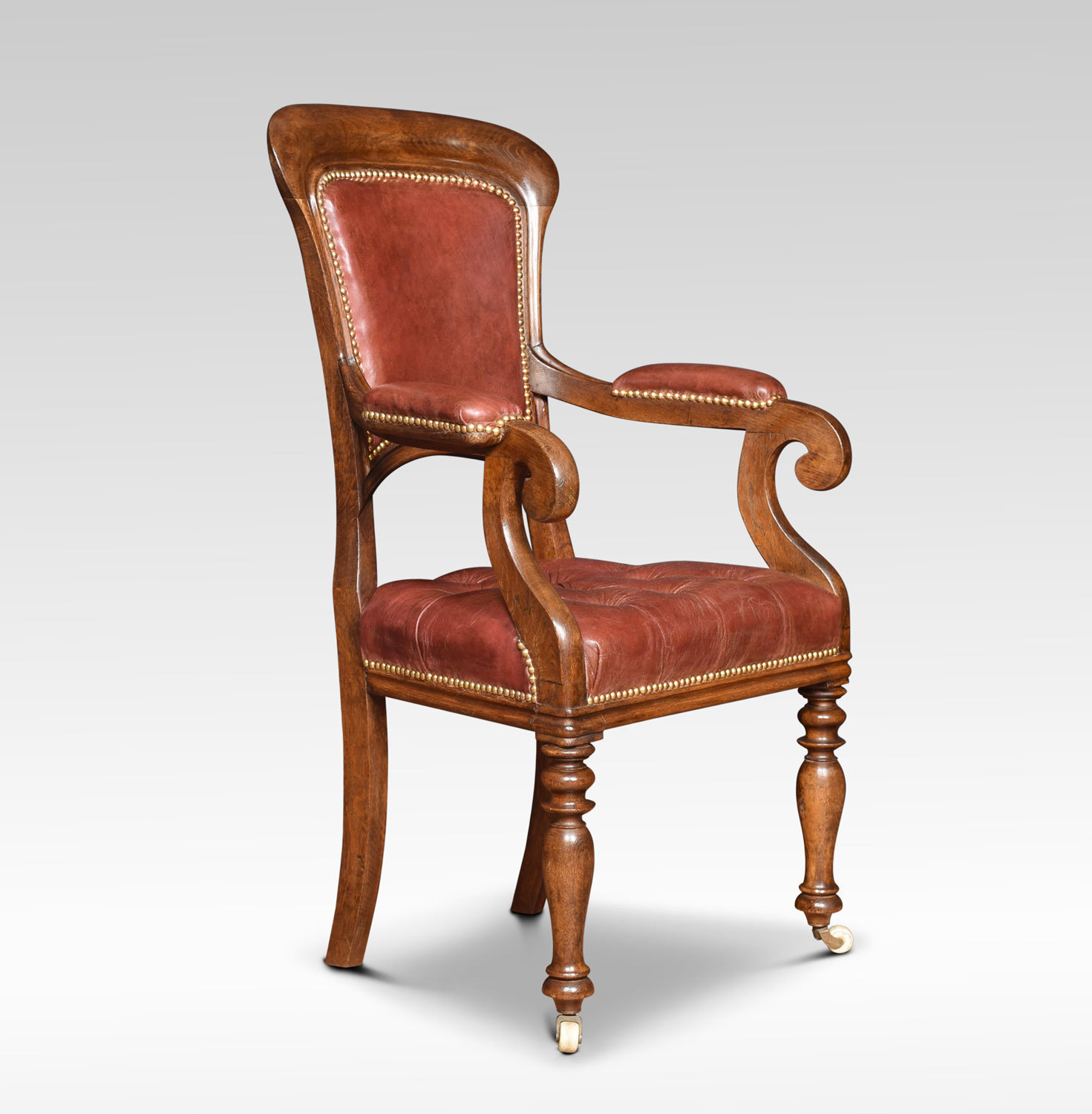 Oak And Red Leather Armchair Vinterior