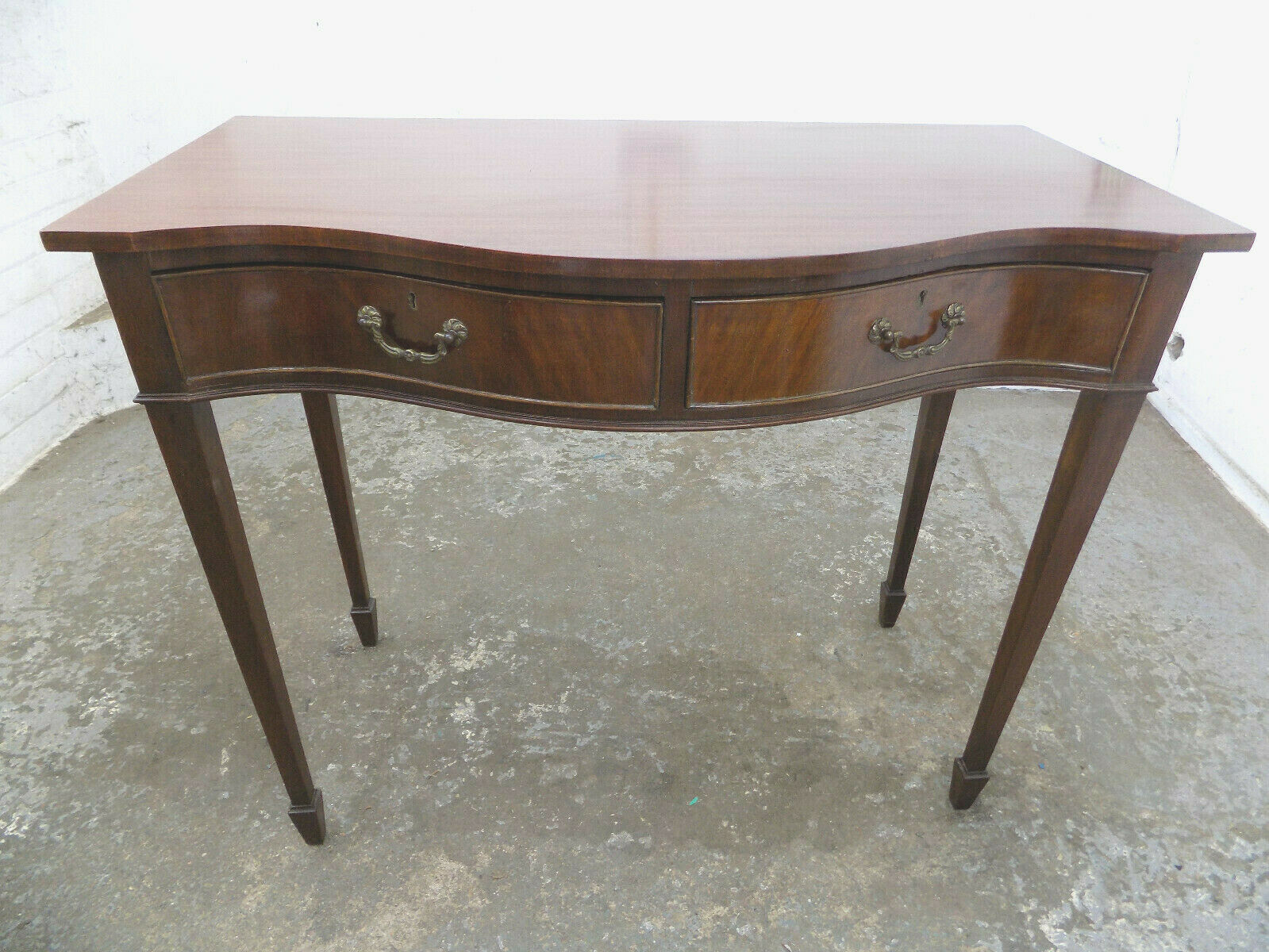 Repro Serpentine 2 Drawer Mahogany Console Table Table Hall Table