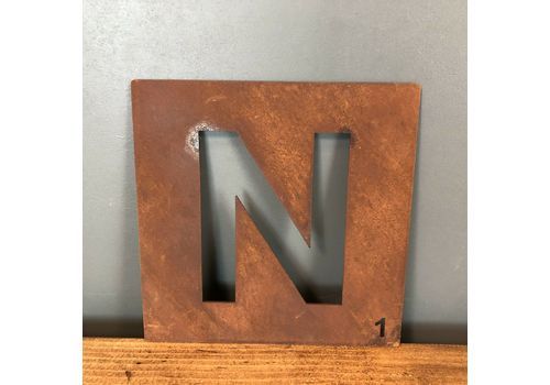 Home Decor Rusty Metal Scrabble Letter Tile Wall Decor Art
