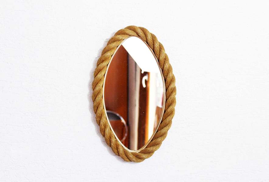 Oval Mirror In Rope And Brass 60s