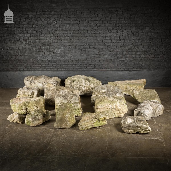Batch Of 16 Acid Rain Eroded Weathered Limestone Boulders Vinterior