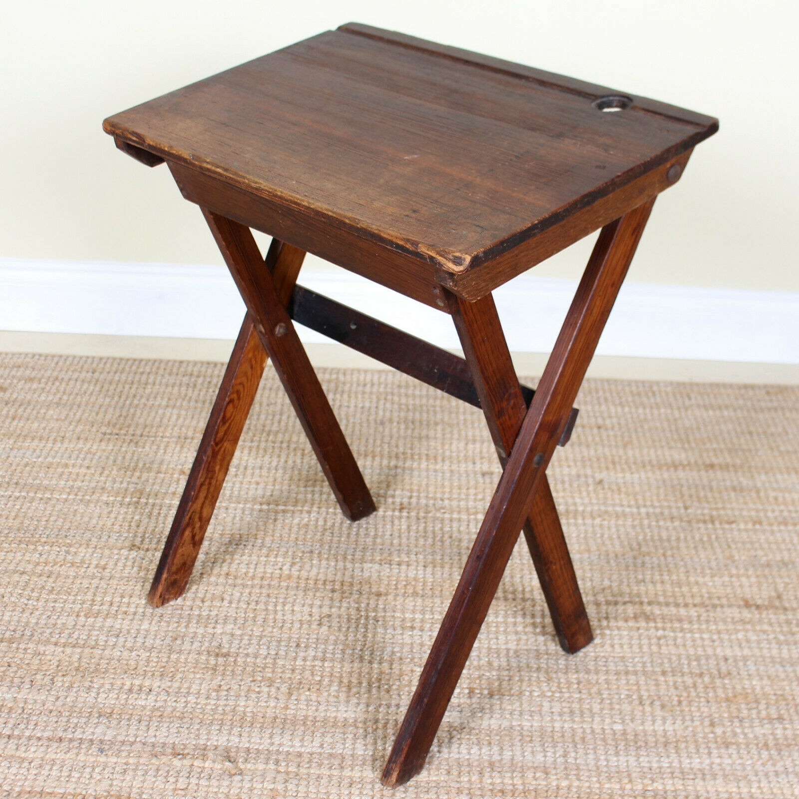 Antique Vintage Folding School Desk Pitch Pine Vinterior