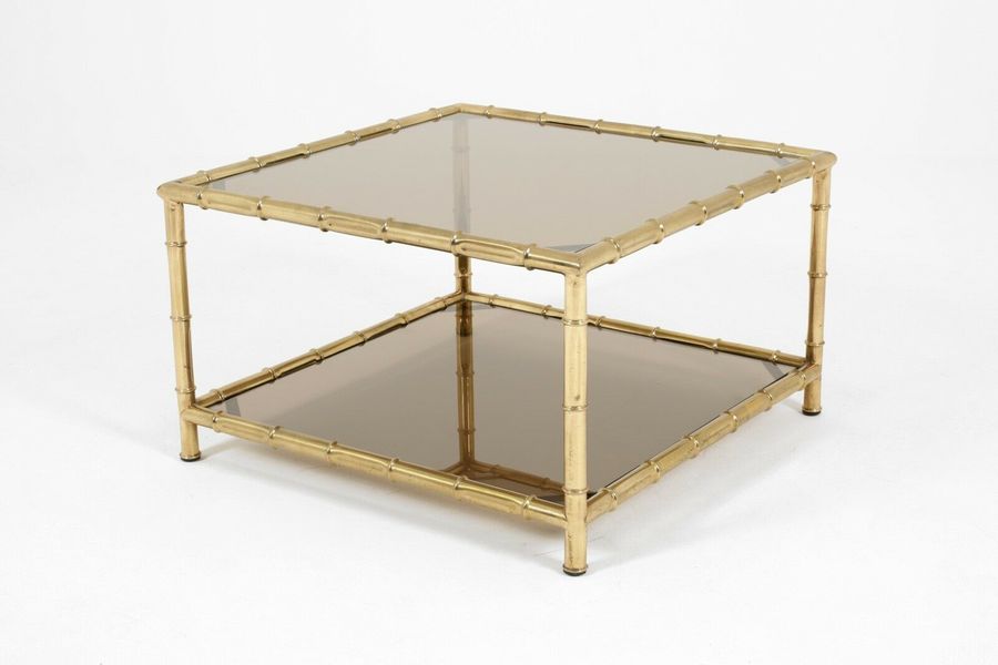 Midcentury Italian Brass Faux Bamboo Glass Coffee Table Vintage 1970 Gold Retro - Vintage Mid Century Glass Coffee Table Midcentury Italian Brass Faux Bamboo Glass Coffee Table Vintage 1970 Gold Retro - Vintage Mid Century Glass Coffee Table