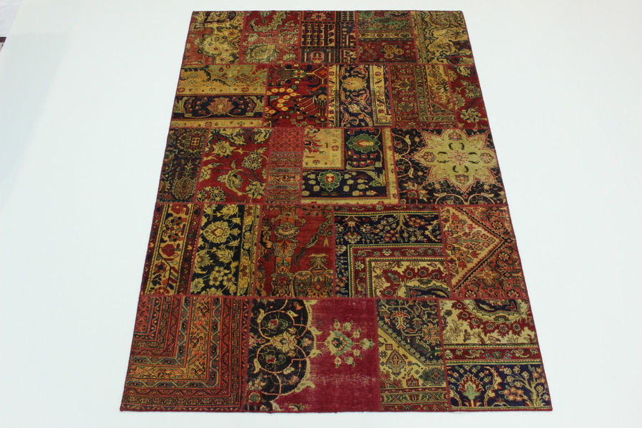 Modern Patchwork Stone Wash Used Look Persian Rug Oriental Persian Rug Oriental