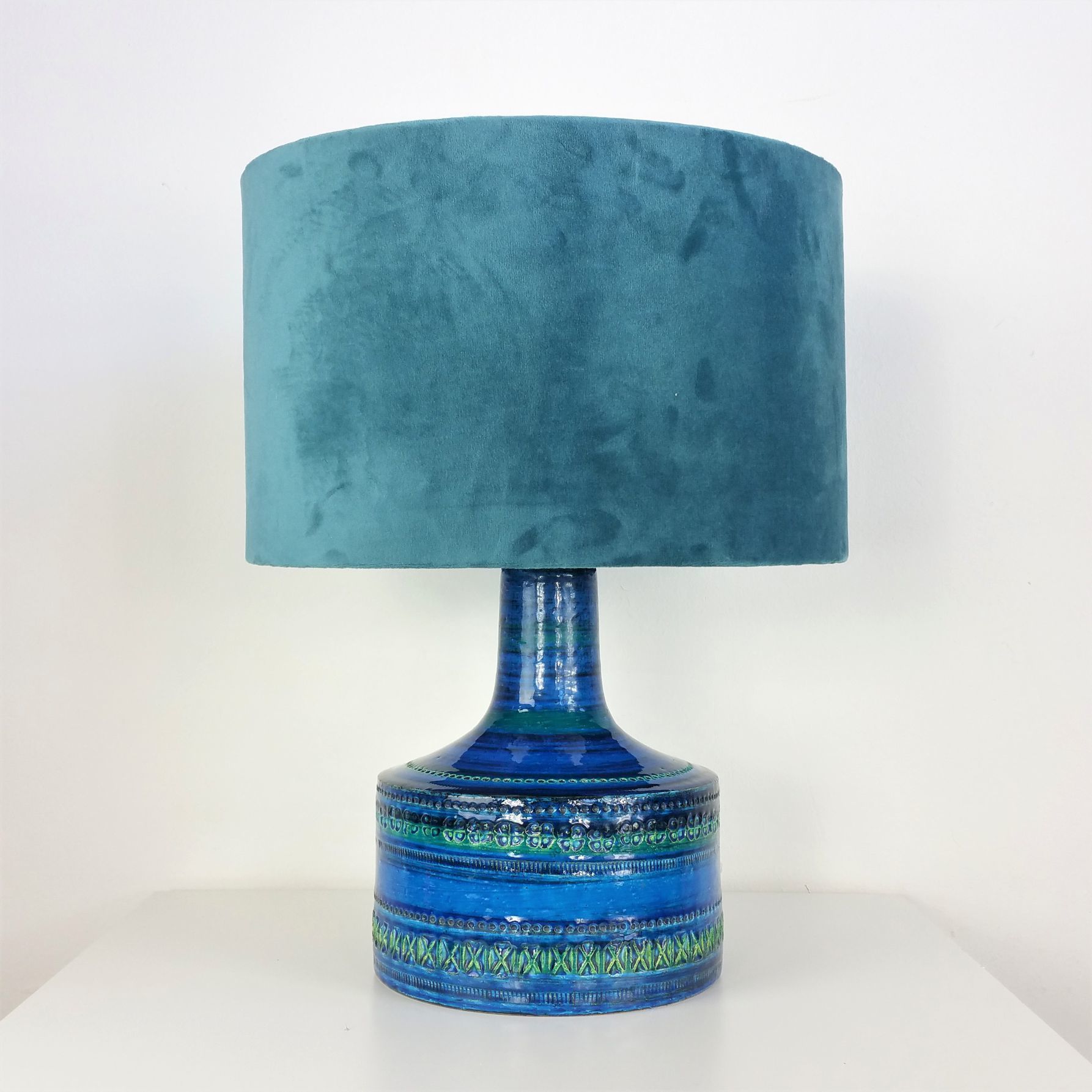 Vintage Bitossi Rimini Blue Tulip Pottery Table Lamp Aldo Londi Italy 1960 S