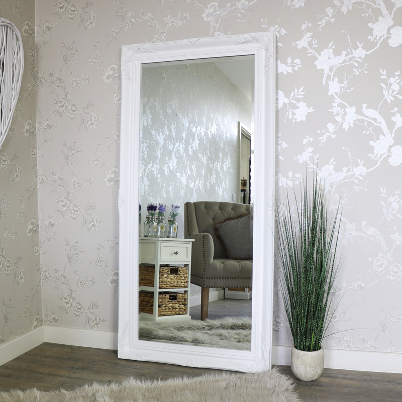 Extra Large White Ornate Wall Floor Mirror 158cm X 78cm Windsor