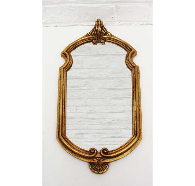 Vintage French Style Mirror Gold Gild Shabby Chic Brown Patina Rocaille Regency Rococo Wood Resin Height 16 5 In 42 Cm