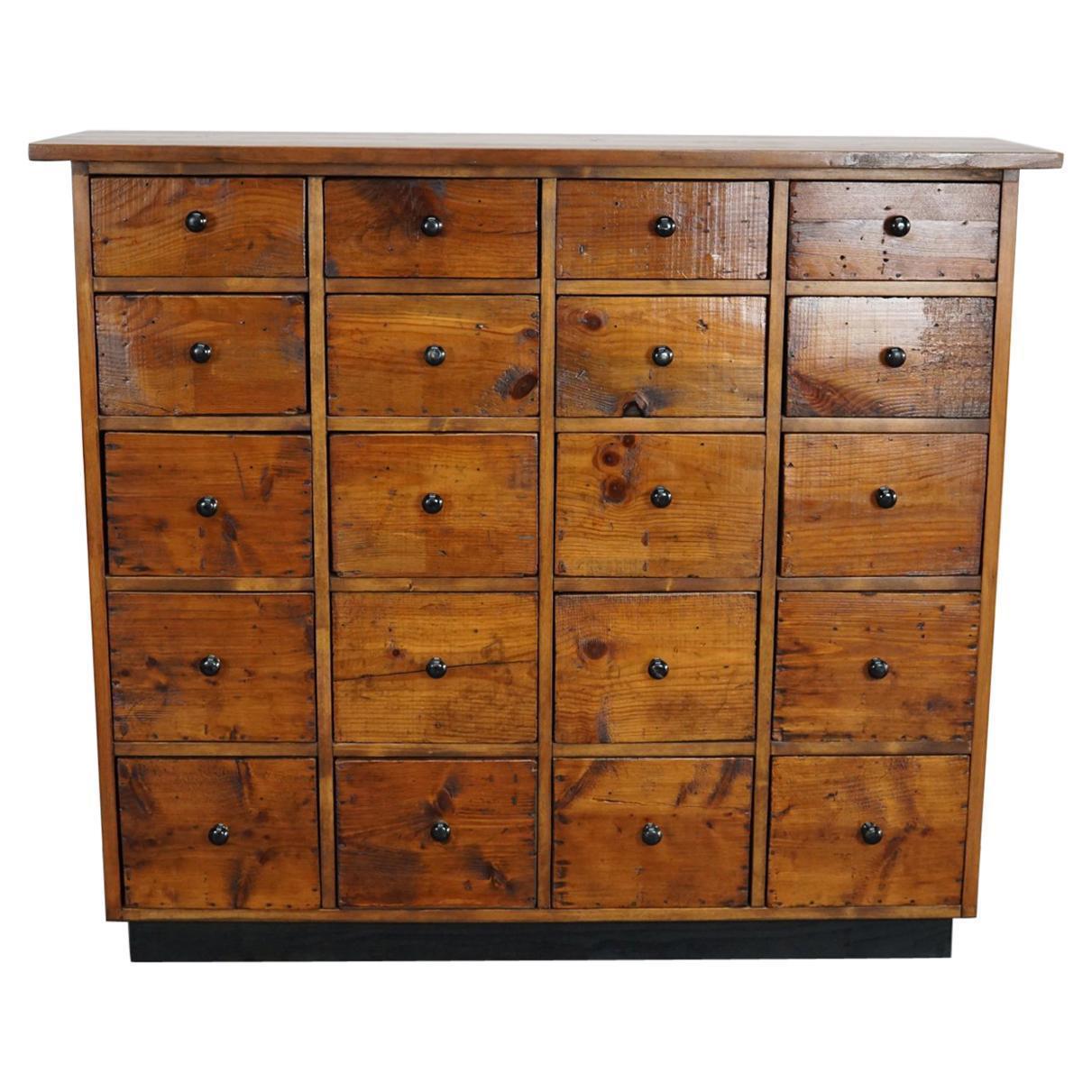 Dutch Pine Apothecary Cabinet Or Bank Of Drawers 1940s Vinterior