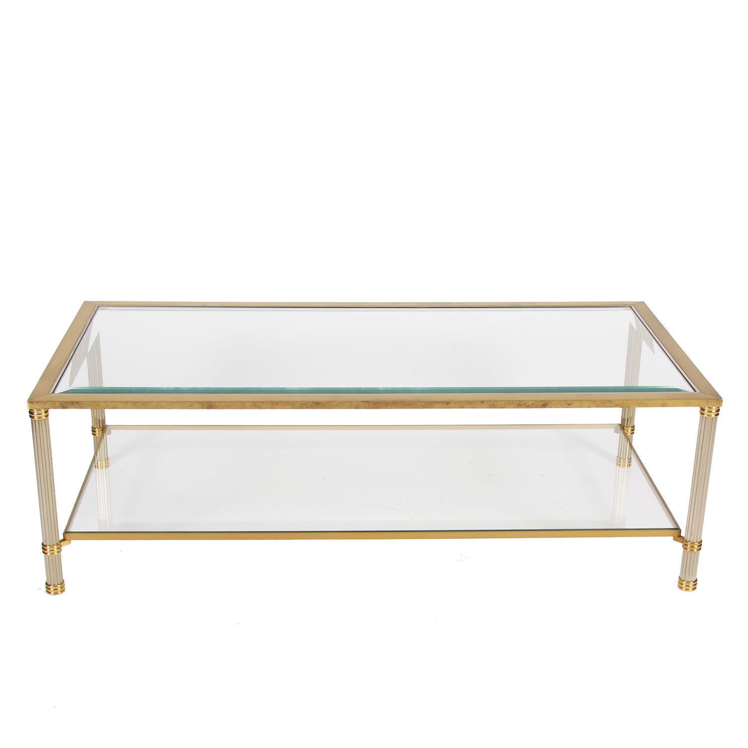 Two Tier Brass & Glass Coffee Table Vinterior - Two Tier Brass & Glass Coffee Table Vinterior