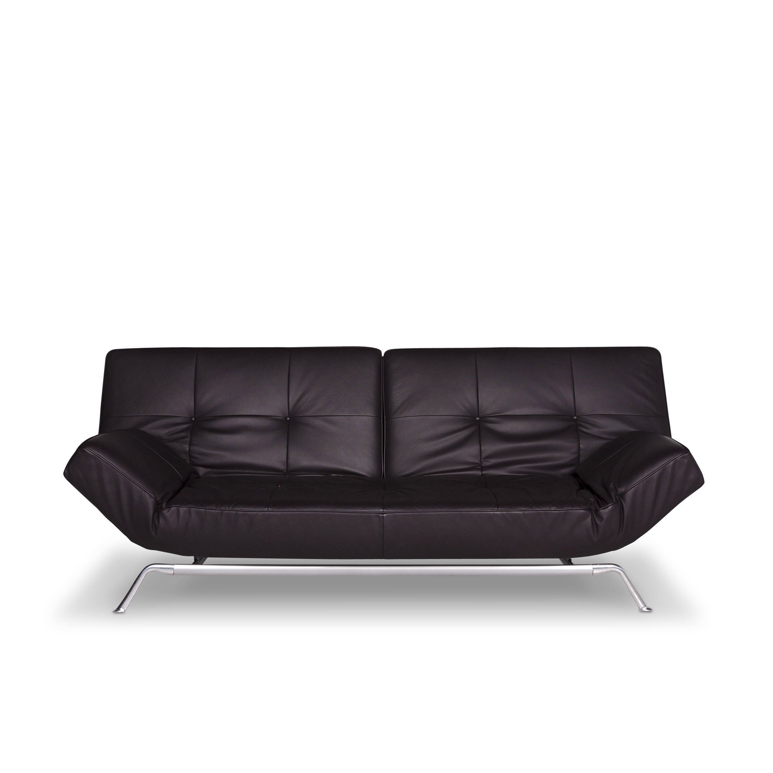 Ligne Roset Smala Leather Sofa Eggplant Two Seater Bed Function Couch 9720 Ligne Roset Smala Leather Sofa Eggplant Two Seater Bed Function Couch 9720