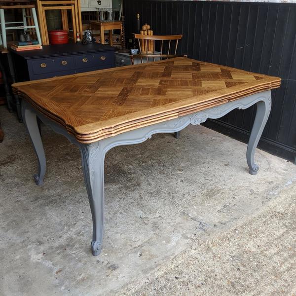 French Parquetry Top Dining Table French Parquetry Top Dining Table