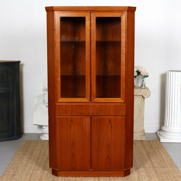 Vintage Danish Teak Corner Cabinet Skovby Glazed Vinterior Vintage Danish Teak Corner Cabinet