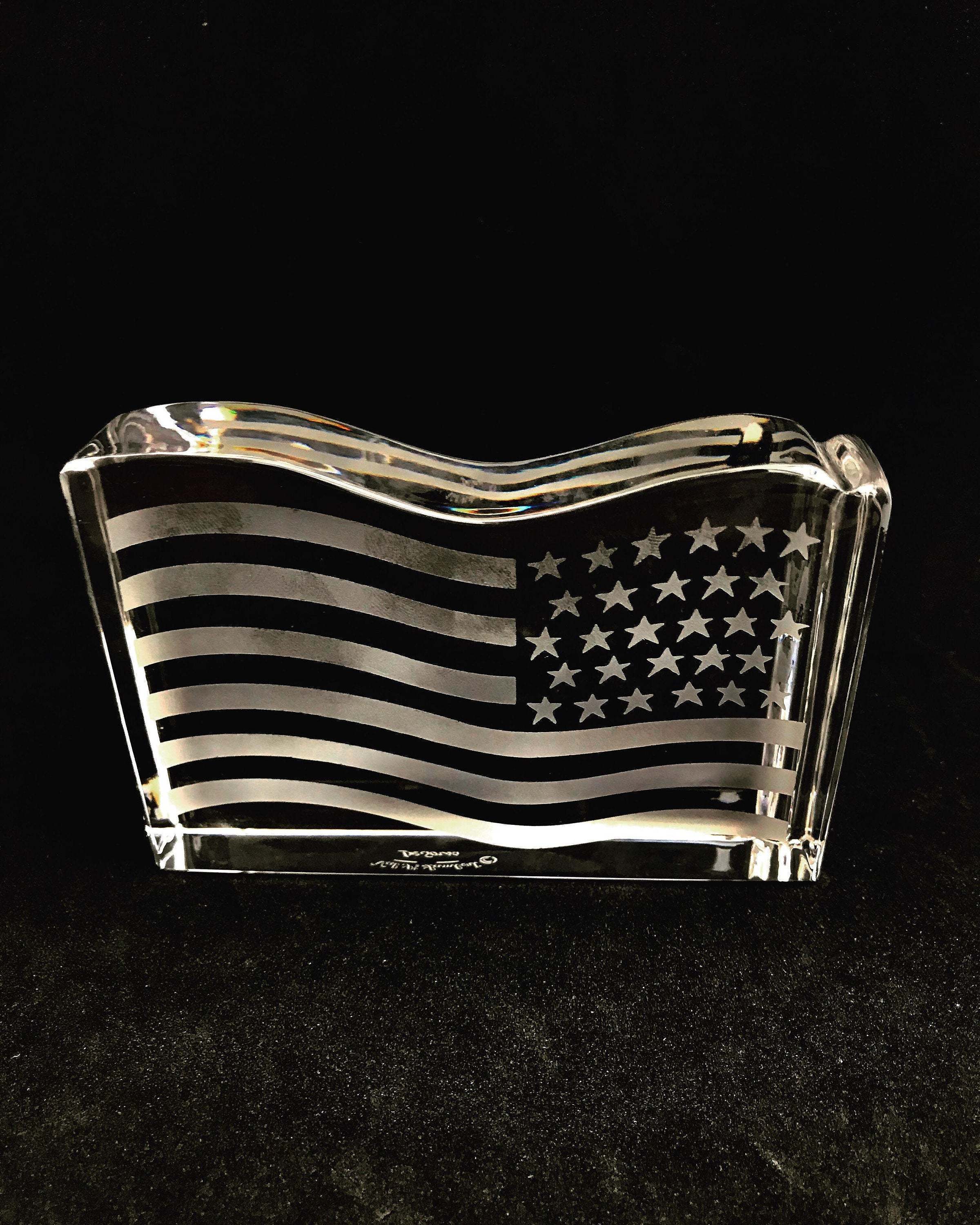 Crystal Paperweight American Flag Val St Lambert For Image