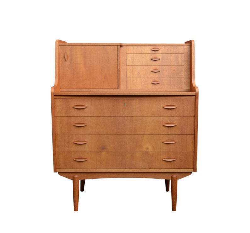Mid Century Modern Danish Secretary Desk Vintage Teak Secretaire From 1960s