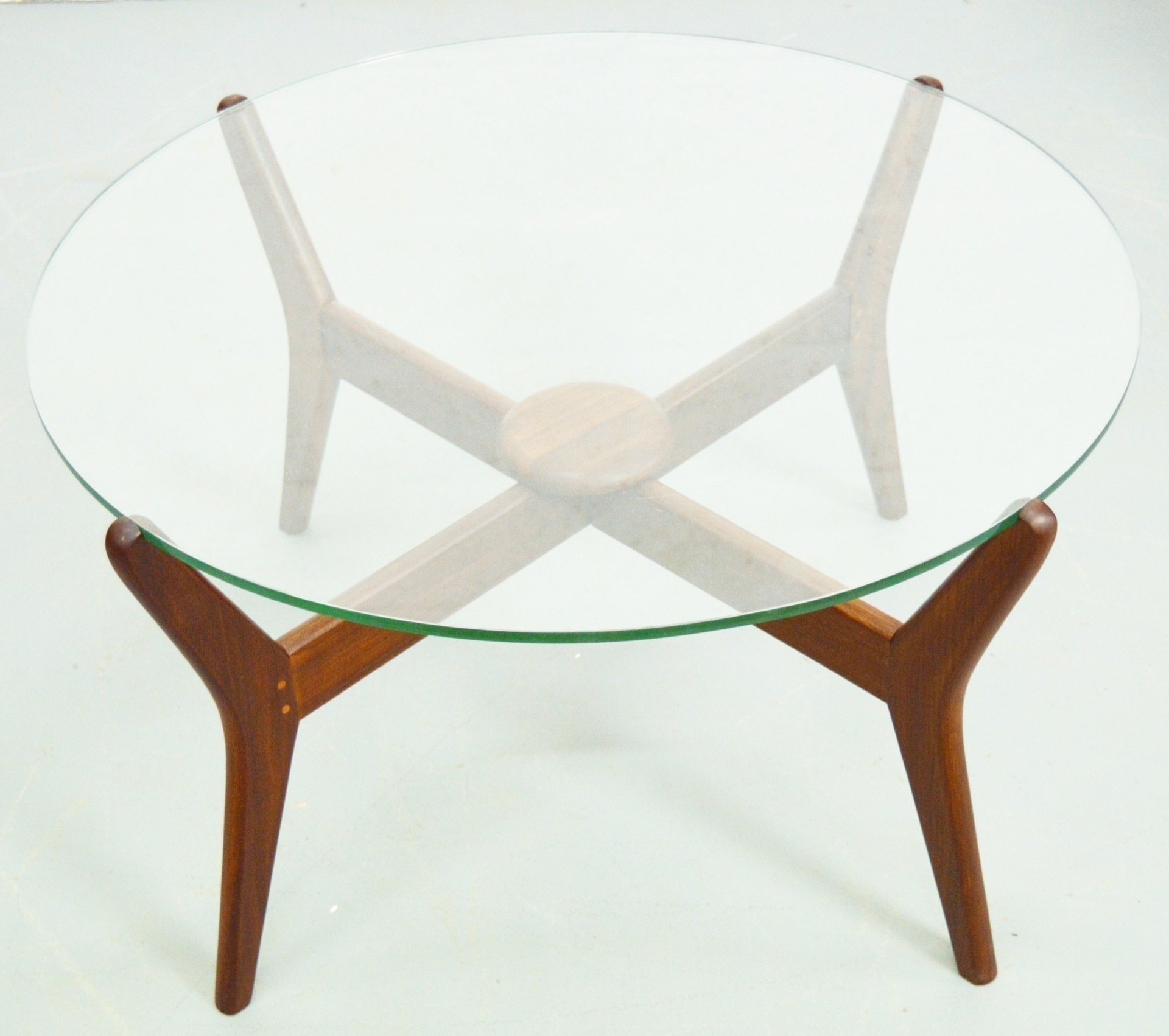 Mid Century Danish Teak Glass Top Coffee Table Vinterior