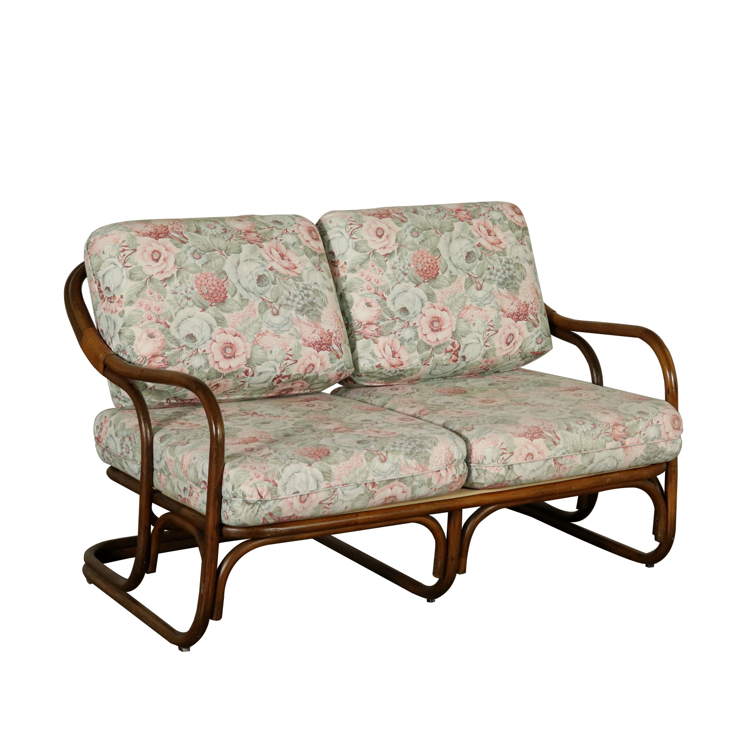 Wicker Sofa Foam Padding Vintage Italy 1970s 1980s