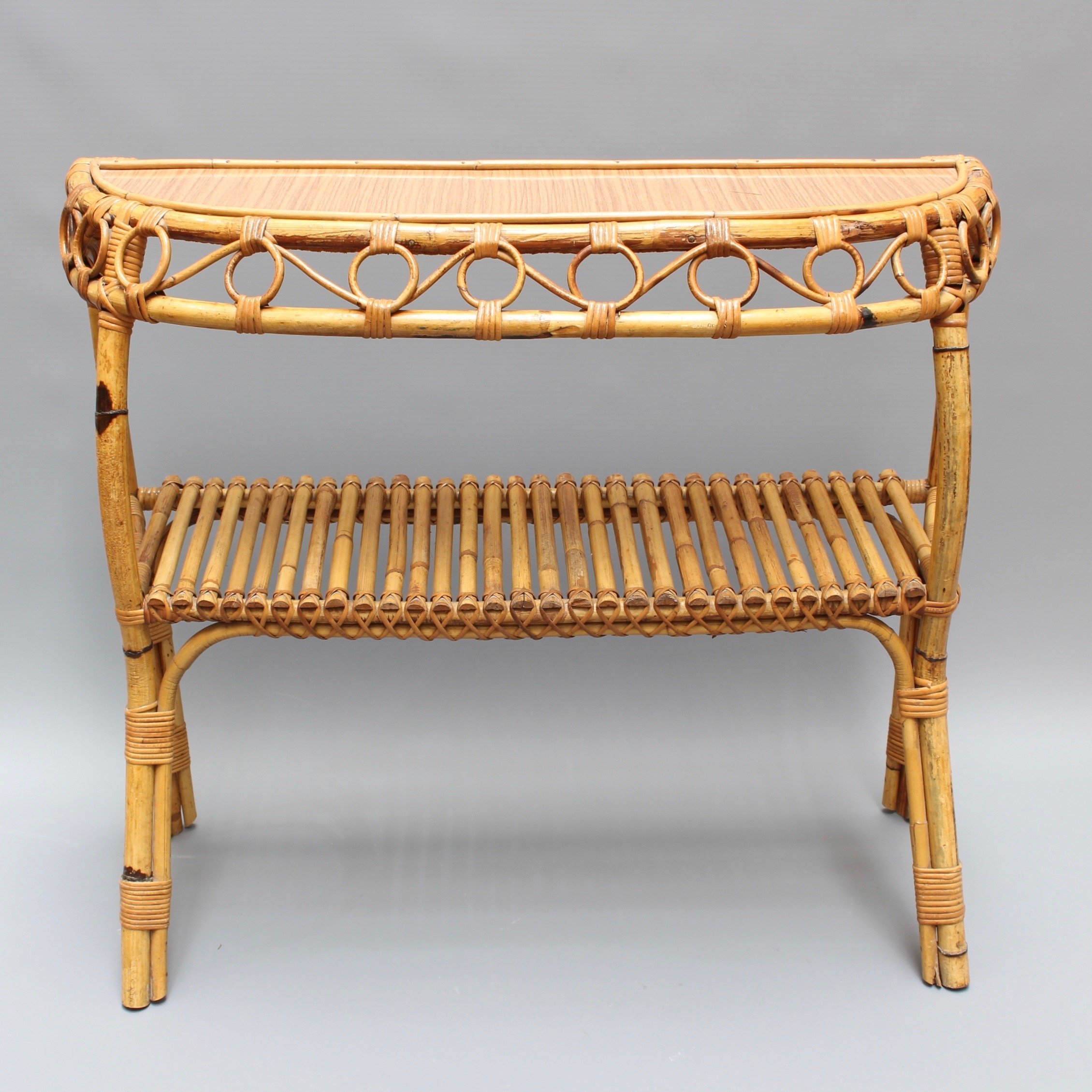 Italian Mid Century Rattan Console Table Circa 1960s Vinterior
