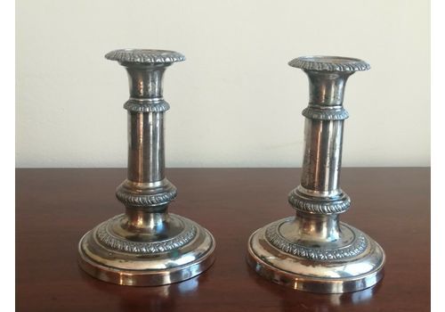 Old Sheffield Plate Candlesticks Pair Early 19th Century Circa 1820