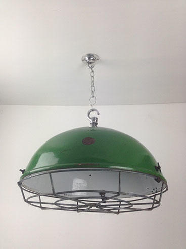 Vintage 1930s 40s Green Ex British Rail 3 Way Benjamin Ceiling