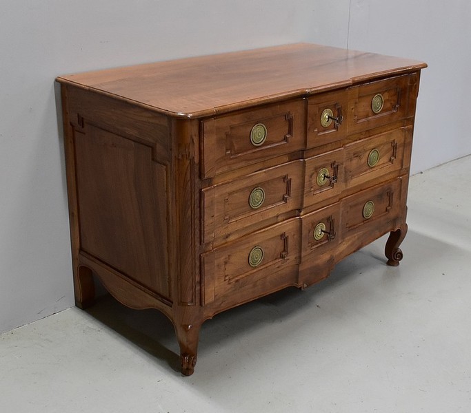 Solid Walnut Crossbow Commode, Louis XV / Louis XVI Transition Period, 18th photo furniture