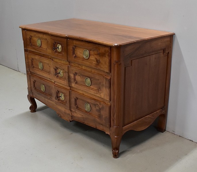 Solid Walnut Crossbow Commode, Louis XV / Louis XVI Transition Period, 18th photo for sale