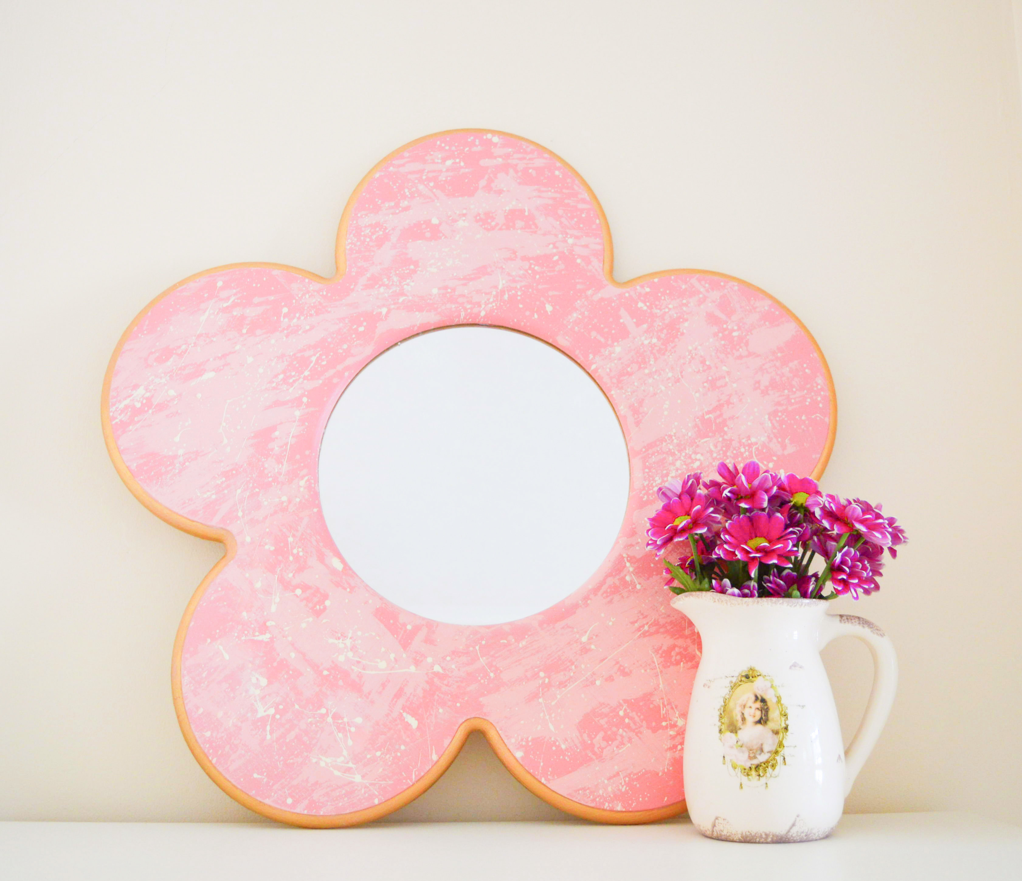 Splat Groovy Pink Daisy Flower Mirror Hand Painted S Kids Splat Groovy Pink Daisy Flower Mirror