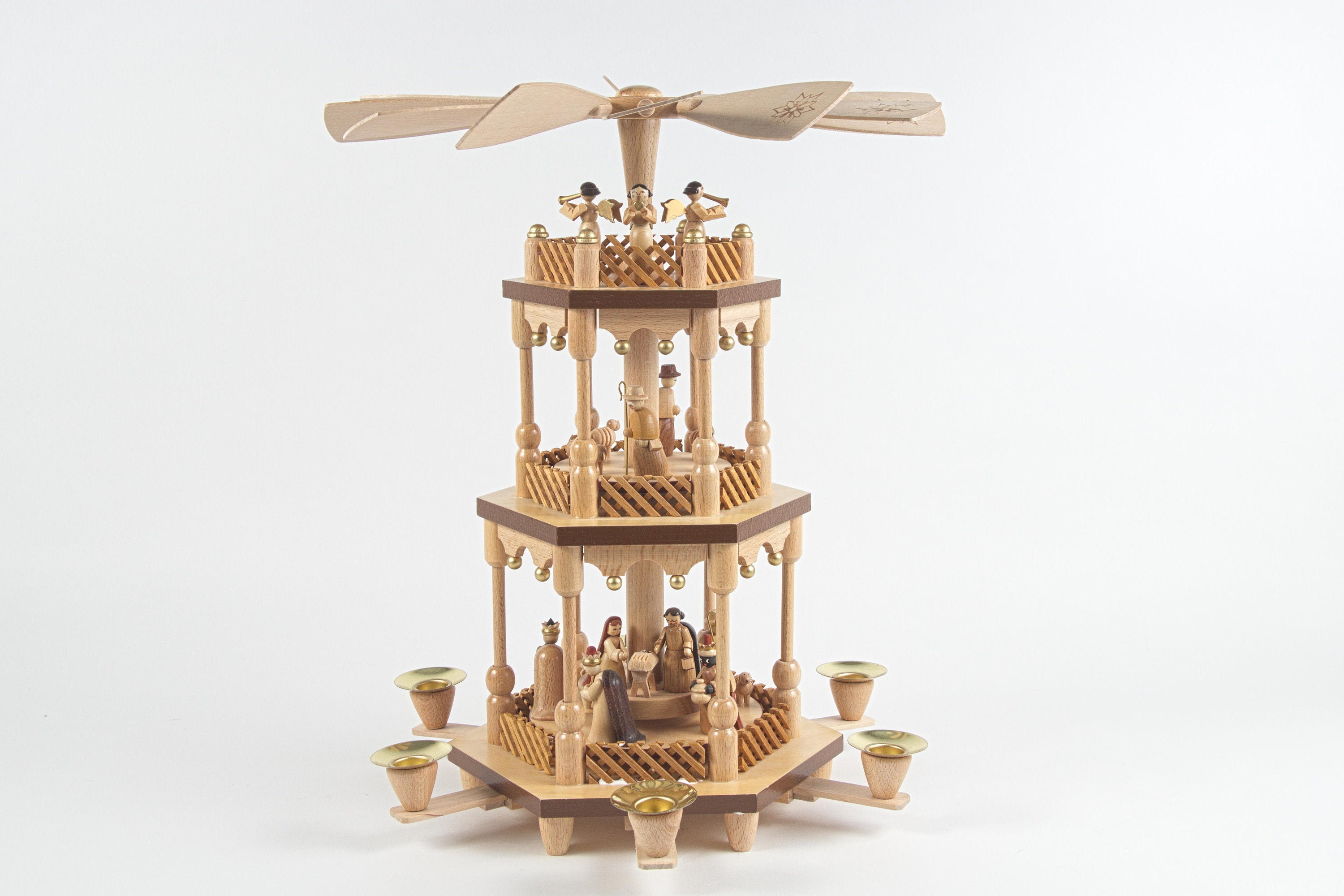 Traditional Christmas Carousel Vintage Eastern Germany Wood Expertic