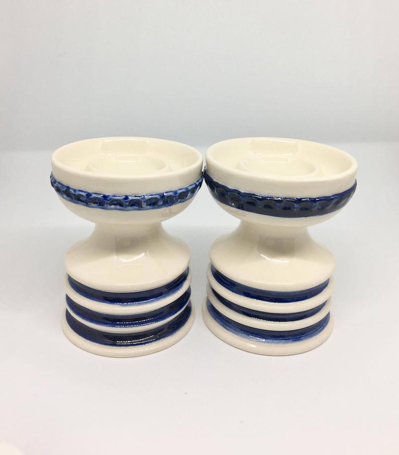 Porcelain Candle Holder Goebel, West Germany, 1967, White Blue